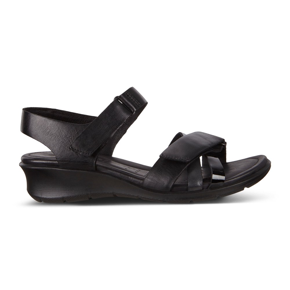 ECCO Womens Sandals Black - Felicia Adjustable Strap - OQB-105967